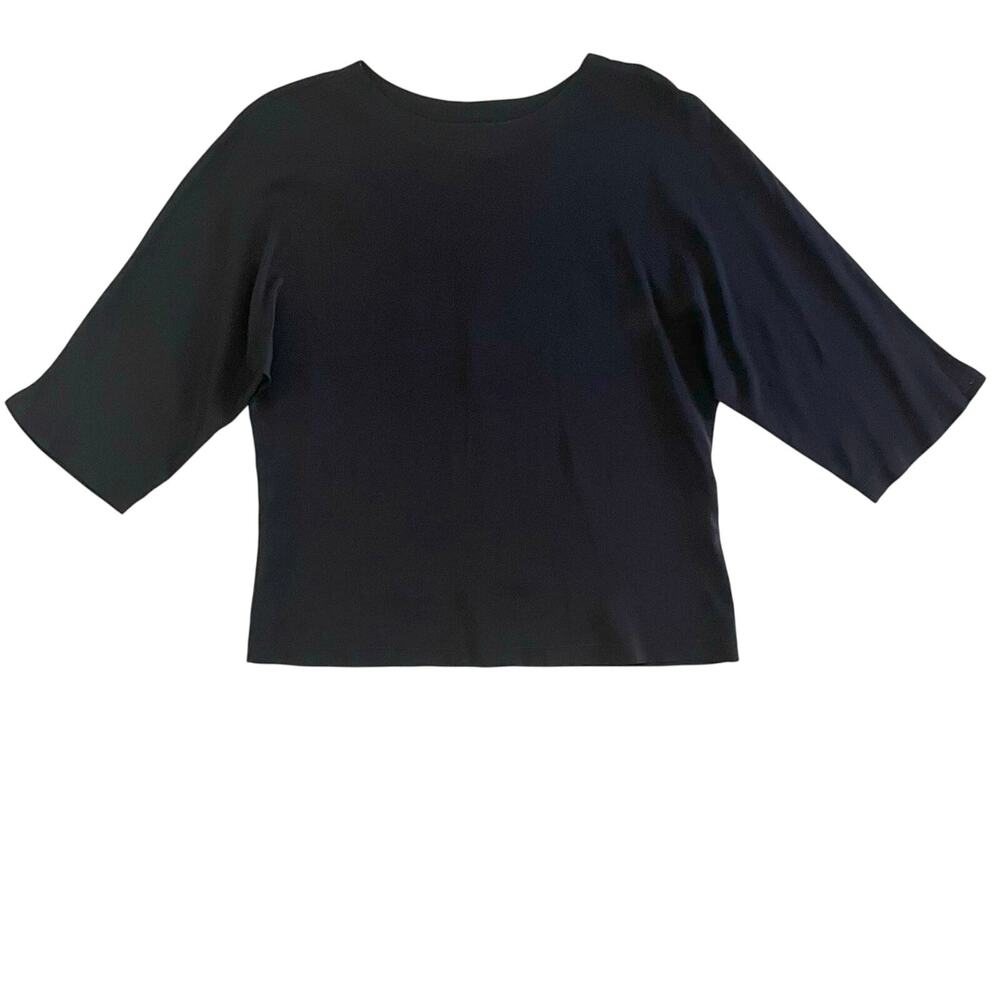 Jonathan Martin 100% Silk Blouse Medium Top Black Dolman Sleeve Timeless Vintage